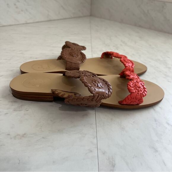 Jack Rogers Lauren Leather Flat Boho Slide Sandals Shoes - Picture 6 of 8